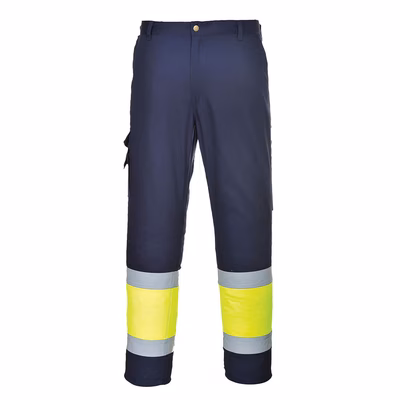Immagine di Pantaloni alta visibilità leggeri bicolore combat PORTWEST L049 colore giallo/blu navy taglia XL