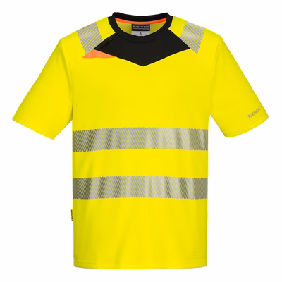Immagine di T-shirt alta visibilità dx4 s/s PORTWEST DX413 colore Yellow/Black taglia XXXXL