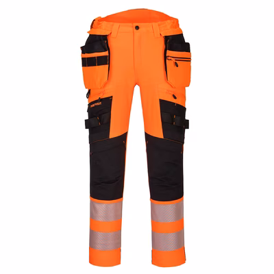 Immagine di Pantaloni dx4 ad alta visibilità con tasca holster staccabile PORTWEST DX442 colore arancione/nero t