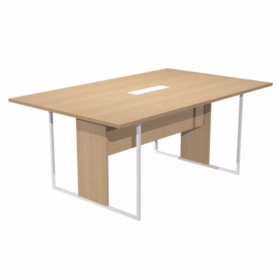 Immagine di Tavolo riunione ARTEXPORT BLADE L180xP110 cm C/TOP ACCESS struttura bianca piano rovere chiaro