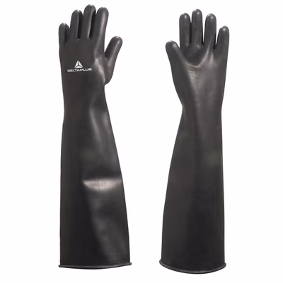 Immagine di Guanti DELTAPLUS LA600 in lattice colore nero lunghezza 60 cm taglia XL - paio