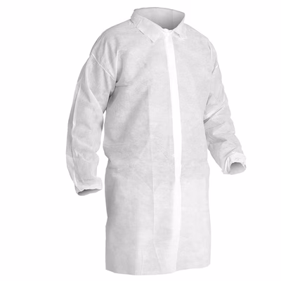 Immagine di Camice monouso EQUAL in tessuto laminato 55 g/m² con zip senza tasche colore bianco taglia XL