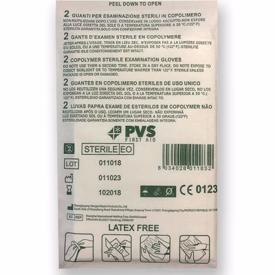 Immagine di Guanto sterile monouso in copolimero PVS GUA168 per esaminazione in busta da 2 guanti