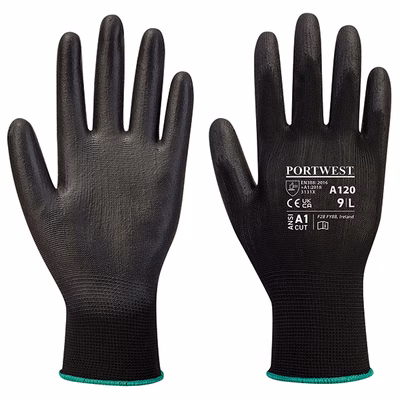 Immagine di Guanti con palmo in PU PORTWEST A120 colore nero taglia S - paio