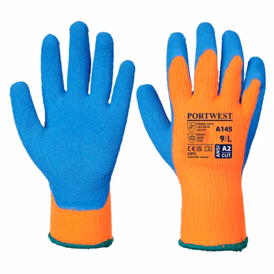 Immagine di Guanti grip antifreddo PORTWEST A145 colore arancione/blu taglia M - paio