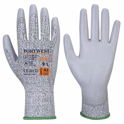 Immagine di Guanti palmo PU taglio LR PORTWEST A620 colore grigio taglia M - paio