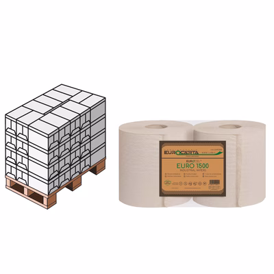 Immagine di Pallet rotolo industriale EUROCARTA EUROCEL 2 veli 500 strappi metri 100