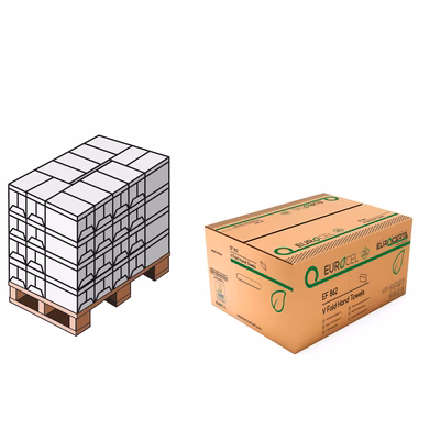 Immagine di Pallet carta asciugamani riciclata piegata a "V" EUROCEL 2 veli 200 fogli
