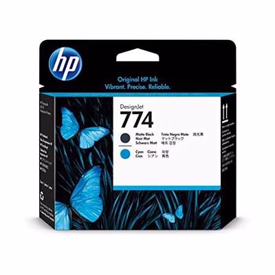 Immagine di Testina stampa HP 774 P2W01A nero opaco + ciano