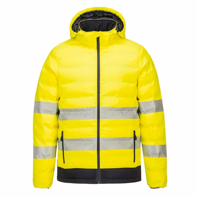 Immagine di Hi-vis ultrasonic heated tunnel jacket PORTWEST S548 colore Yellow/Black taglia L