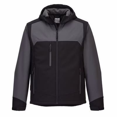 Immagine di Softshell con cappuccio kx3 (3 strati) PORTWEST KX362 colore nero/grigio taglia M