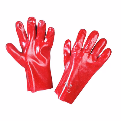 Immagine di Guanti in pvc supporto jersey lungh. cm 27 rosso - paio