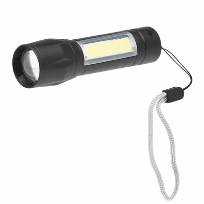 Immagine di Torcia led mini Thor Max con zoom 1 Watt 120 Lumen ricaricabile con lanterna laterale colore nero