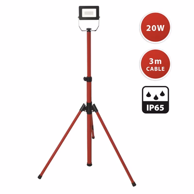 Immagine di Proiettore led da lavoro LightPad2 20 Watt 1600 Lumen su treppiede con cavo da 3 metri colore rosso