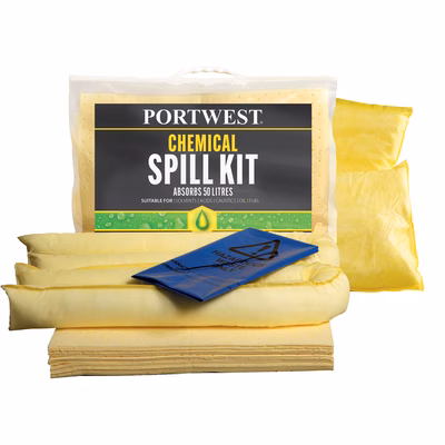Immagine di Kit assorbente per prodotti chimici da 50 litri colore giallo