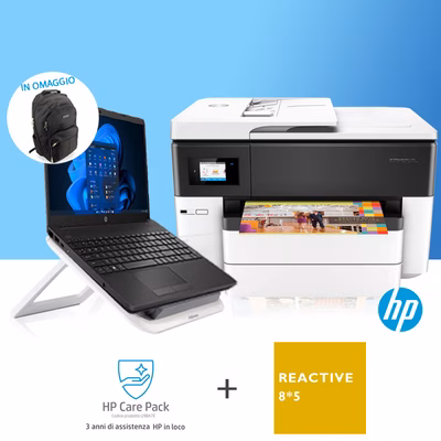 Immagine di Postazione Completa HP: Multifunzione HP 7740 WF AiO+ Notebook HP 250 15.6" + Supporto laptop
