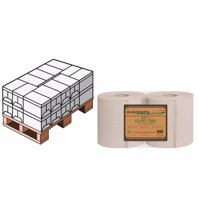 Immagine di Mezzo pallet rotolo industriale EUROCARTA EUROCEL 2 veli 500 strappi metri 100