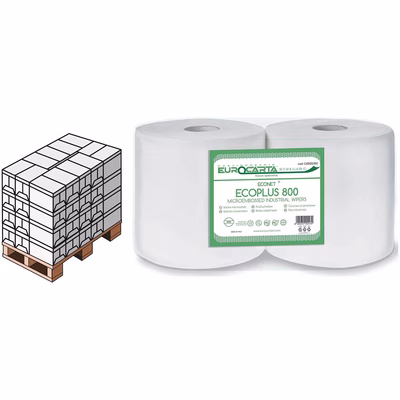 Immagine di Pallet rotolo industriale riciclato EUROCARTA ECOPLUS 800 2 veli 814 strappi metri 162,8
