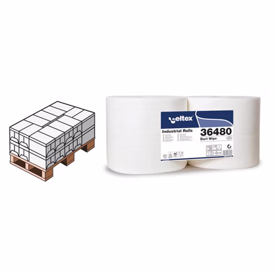 Immagine di Mezzo pallet rotolo industriale a spirale CELTEX DARTWIPE 2 veli 800 strappi metri 168