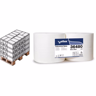 Immagine di Pallet rotolo industriale a spirale CELTEX DARTWIPE 2 veli 800 strappi metri 168