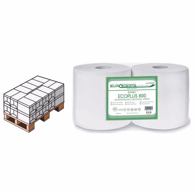 Immagine di Mezzo pallet rotolo industriale riciclato EUROCARTA ECOPLUS 800 2 veli 814 strappi metri 162,8