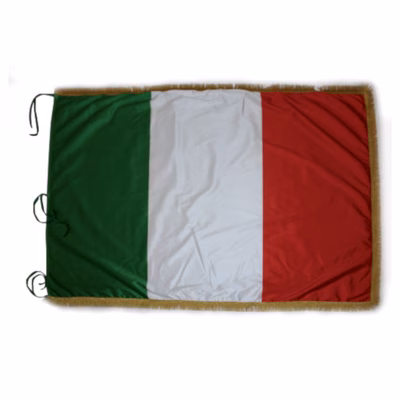 Immagine di Bandiera Italia cm 150x100 c/frangia oro satin