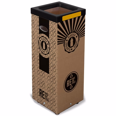 Immagine di Cestino in cartone 100 litri per plastica giallo