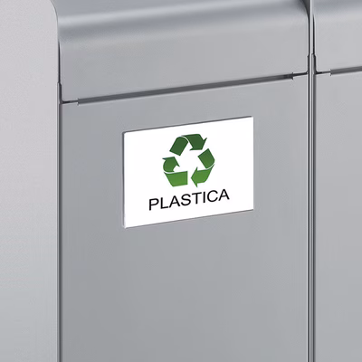 Immagine di Portaetichette adesivo in metacrilato per cestini raccolta differenziata CREANDO RICICLO