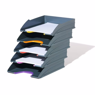 Immagine di Set 5 vaschette portacorrispondenza VARICOLOR® TRAY SET A4 colore grigio antracite