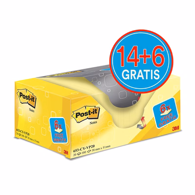 Immagine di Post-it 3M 653 100 ff 38x51 giallo 16+4