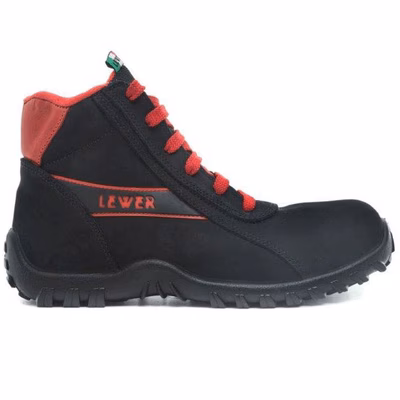 Immagine di Polacco in pelle nabuk idrorepellente DP2 S3 nero/rosso taglia 49