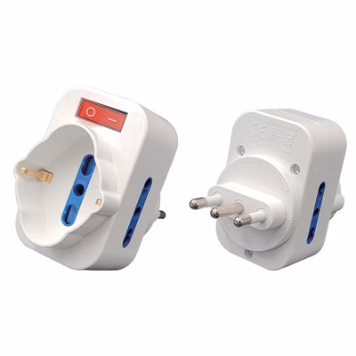 Immagine di Adattatore multiplo rotante spina grande 16A > 2 prese bipasso + 1 universale bianco