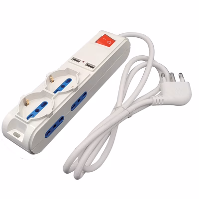 Immagine di Multipresa Premium con cavo 1,5 metri spina grande 16A 2 prese univ.Schuko bipasso+4 bipasso+2 USB