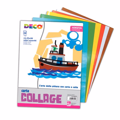 Immagine di Album carta rasata adesiva DECO' 20ff cm 35x50 colori assortiti