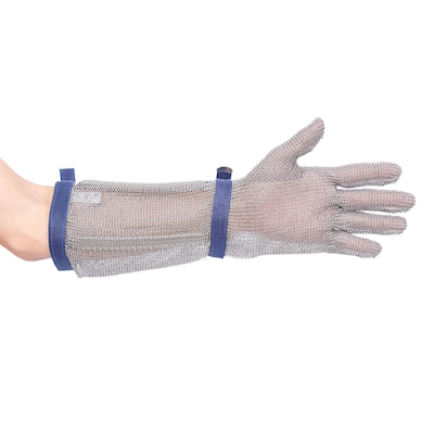 Immagine di Guanti in maglia metallica 45cm PORTWEST AC10 colore argento taglia L - paio