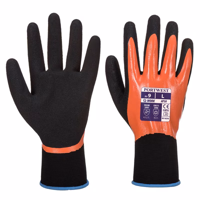 Immagine di Guanti PORTWEST DERMI PRO AP30 colore arancione/nero taglia L - paio