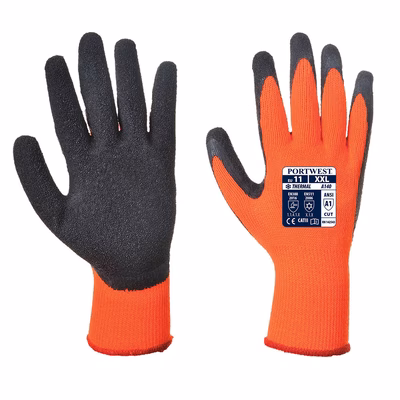 Immagine di Guanti grip termico PORTWEST A140 colore arancione/nero taglia M - paio