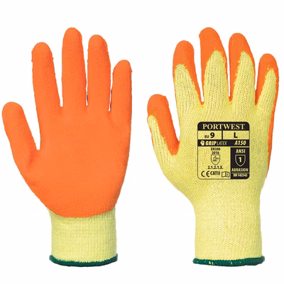 Immagine di Guanti in lattice Classic Grip PORTWEST A150 colore arancione taglia L - paio