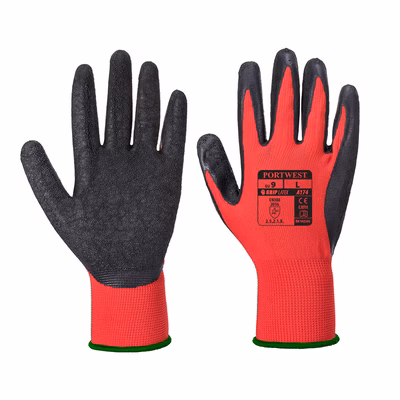 Immagine di Guanti di lattice flex grip PORTWEST A174 colore rosso/nero taglia XL - paio