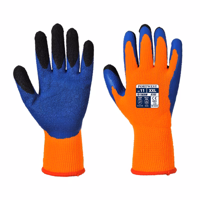 Immagine di Guanti duo-therm PORTWEST A185 colore arancione/blu taglia L - paio