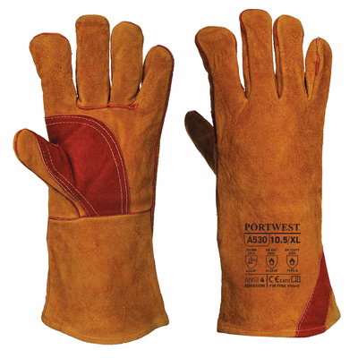 Immagine di Guanti da saldatura rinforzato PORTWEST A530 colore Brown taglia XXXL - paio