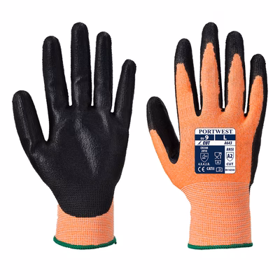 Immagine di Guanti antitaglio nitrile foam ambra PORTWEST A643 colore ambra taglia S - paio