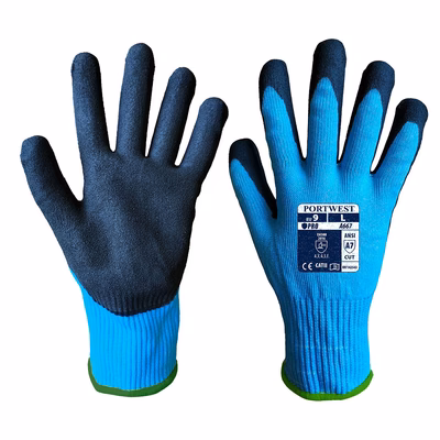 Immagine di Guanti antitaglio ahr claymore PORTWEST A667 colore blu/nero taglia M - paio