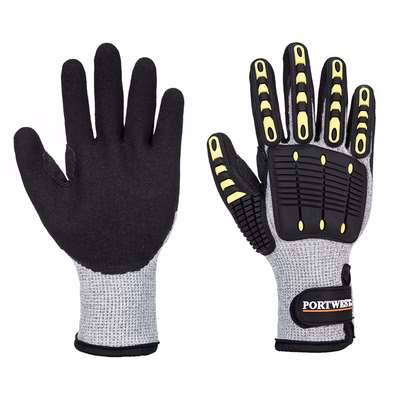 Immagine di Guanti termici antiurto resistenti al taglio PORTWEST A729 colore grigio/nero taglia XXL - paio