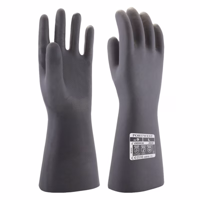 Immagine di Guanti chimico in neoprene PORTWEST A820 colore nero taglia S - paio