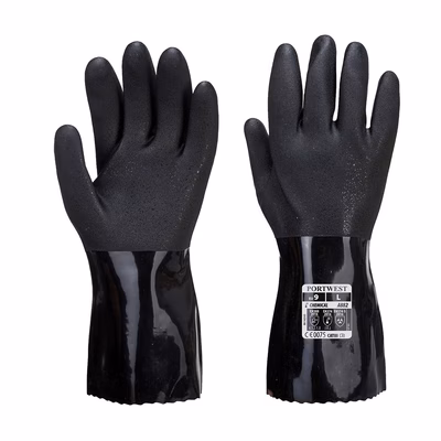 Immagine di Guanti protezione chimica esd in pvc PORTWEST A882 colore nero taglia M - paio