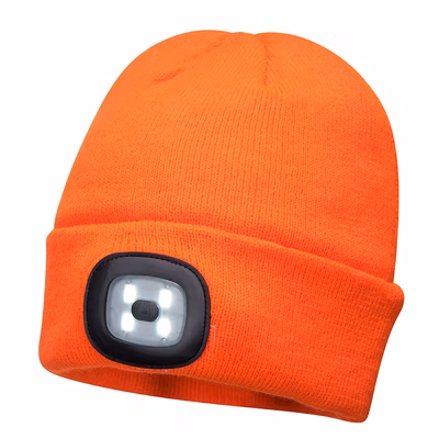 Immagine di Berretto luce LED ricabicabile USB PORTWEST B029 colore arancione