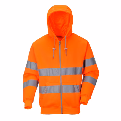 Immagine di Felpa con cappuccio e zip intera hi-vis PORTWEST B305 colore arancione taglia L