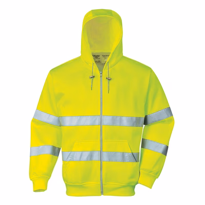 Immagine di Felpa con cappuccio e zip intera hi-vis PORTWEST B305 colore giallo taglia M