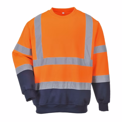 Immagine di Felpa bicolore hi-vis PORTWEST B306 colore arancione/blu navy taglia M